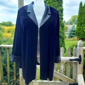 Vintage Alex Evenings Plus Size 3X Satin Open Jacket Collared with Shoulder Pads